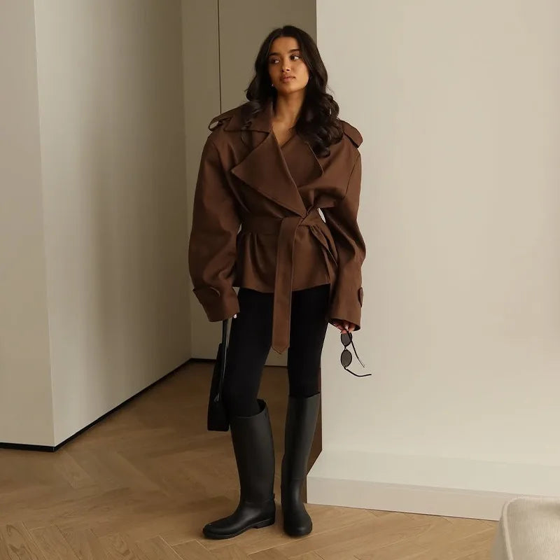 Abrigo Bellecourt™ Estilo Trench Corto Con Corte Entallado