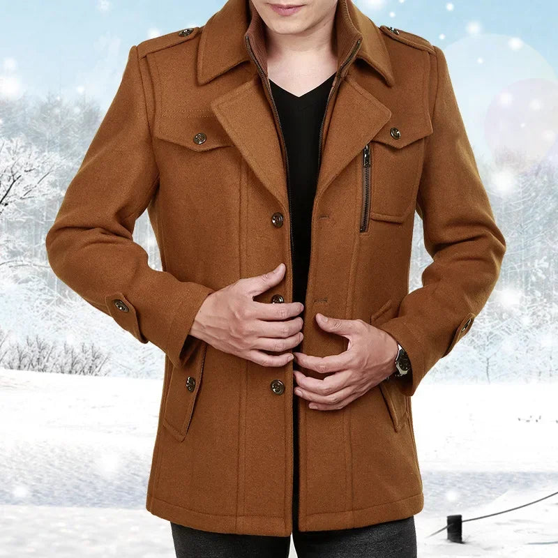 Abrigo Arthur™ de Lana Premium con Cuello Alto Interior y Cremallera