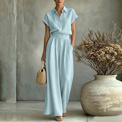 Conjunto Aurea™ con Camisa de Cuello Clásico y Pantalón de Talle Alto