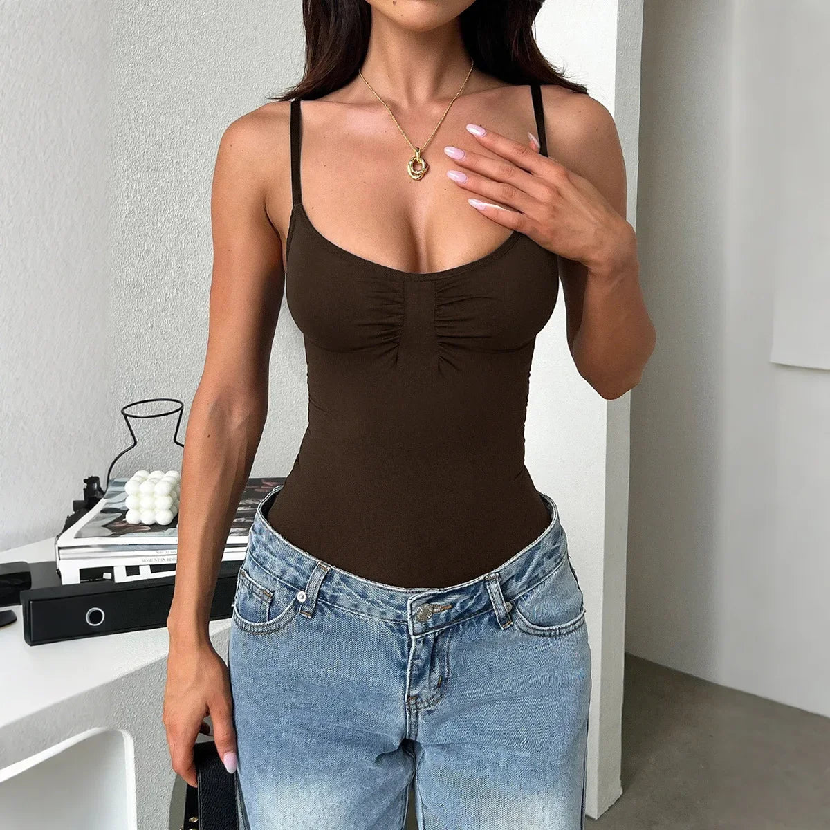 Body Ariella™ de Punto Premium con Fruncido en el Busto