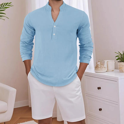 Camisa Stephan™ De Algodón y Lino Con Diseño Minimalista