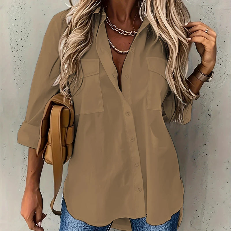 Camisa Lisanne™ De Corte Suelto Con Bolsillos Frontales En El Pecho