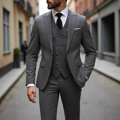 Traje Montevic™ con Chaleco Cruzado, Corte Slim y Blazer Estructurado