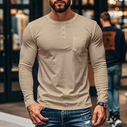 Camisa Northline™ De Manga Larga Con Cuello Henley y Corte Ajustado