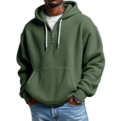 Sudadera Leon™ con Textura Waffle Sutil, Capucha y Medio Cierre