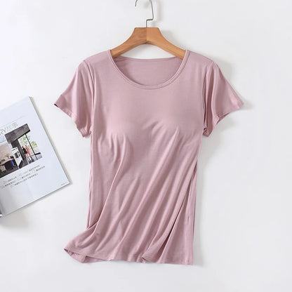 Velina™ Top with Built-In Cups, Short Sleeves and Fitted Silhouette