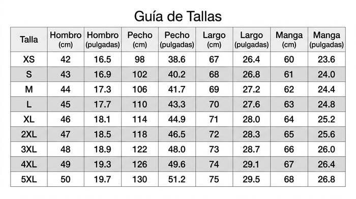 Guía de tallas