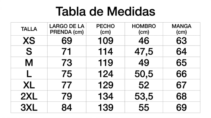 Guía de tallas