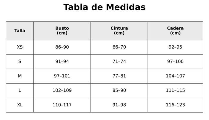 Guía de tallas