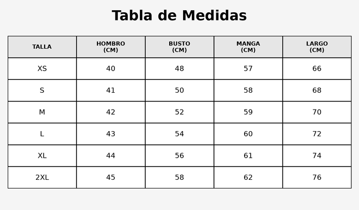 Guía de tallas