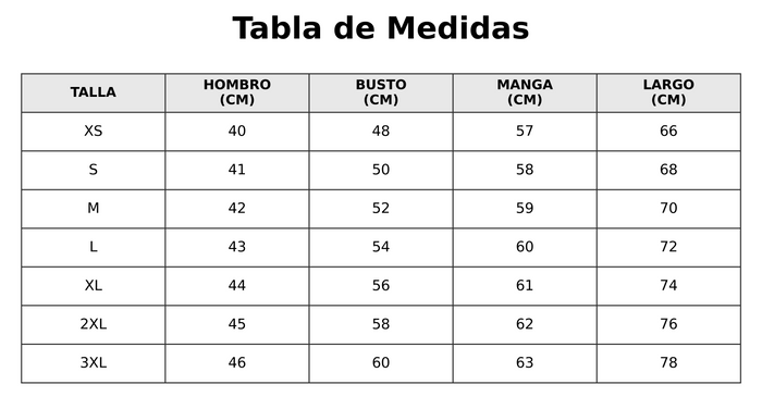 Guía de tallas