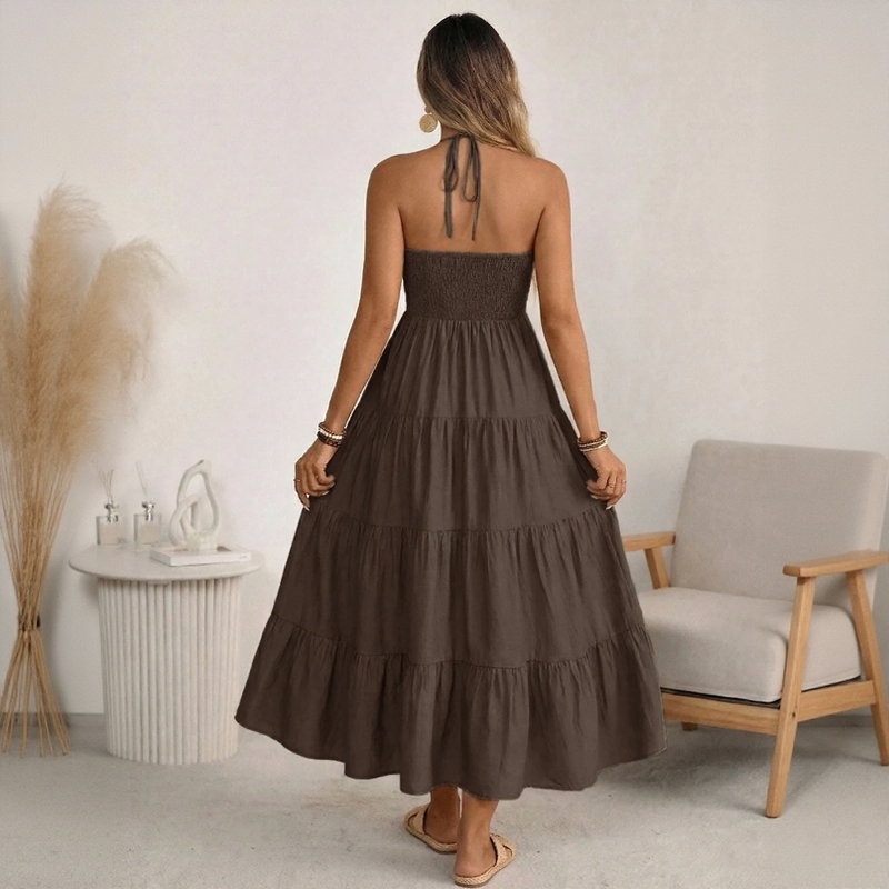 Vestido Solara Breeze™ Con Escote Halter y Falda Amplia En Capas