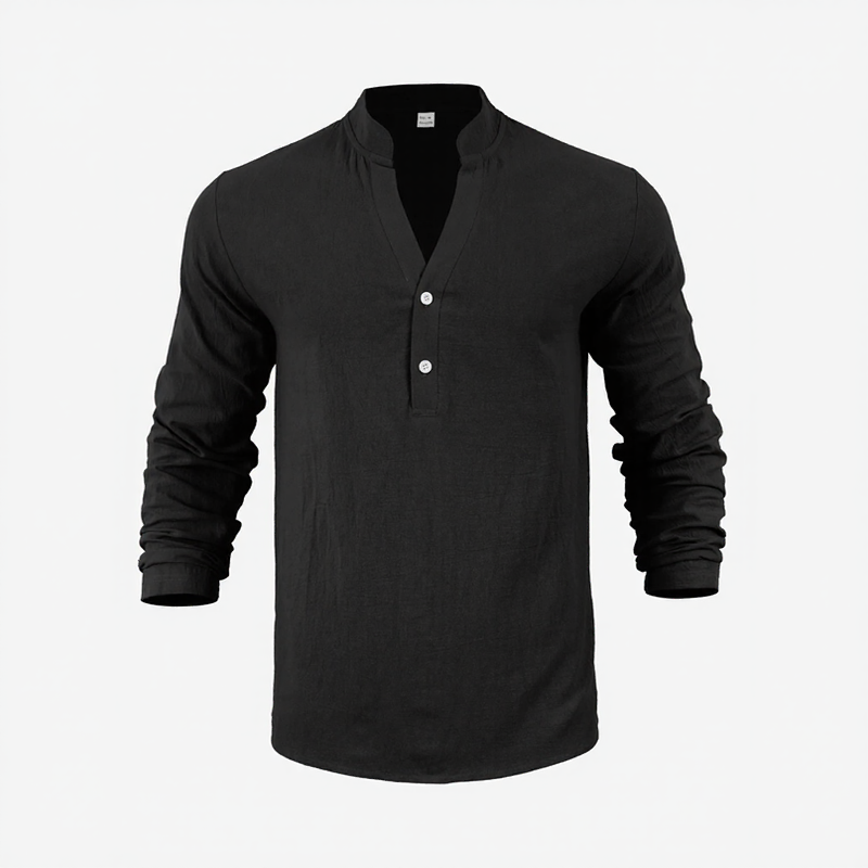 Camisa Stephan™ De Algodón y Lino Con Diseño Minimalista