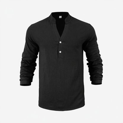 Camisa Stephan™ De Algodón y Lino Con Diseño Minimalista