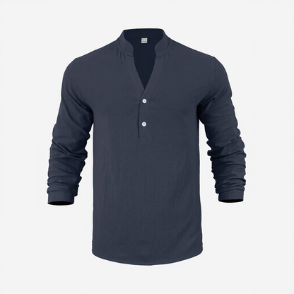 Camisa Stephan™ De Algodón y Lino Con Diseño Minimalista