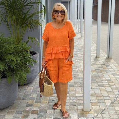 Conjunto Sorella™ De Lino Y Algodón Con Volantes En Capas
