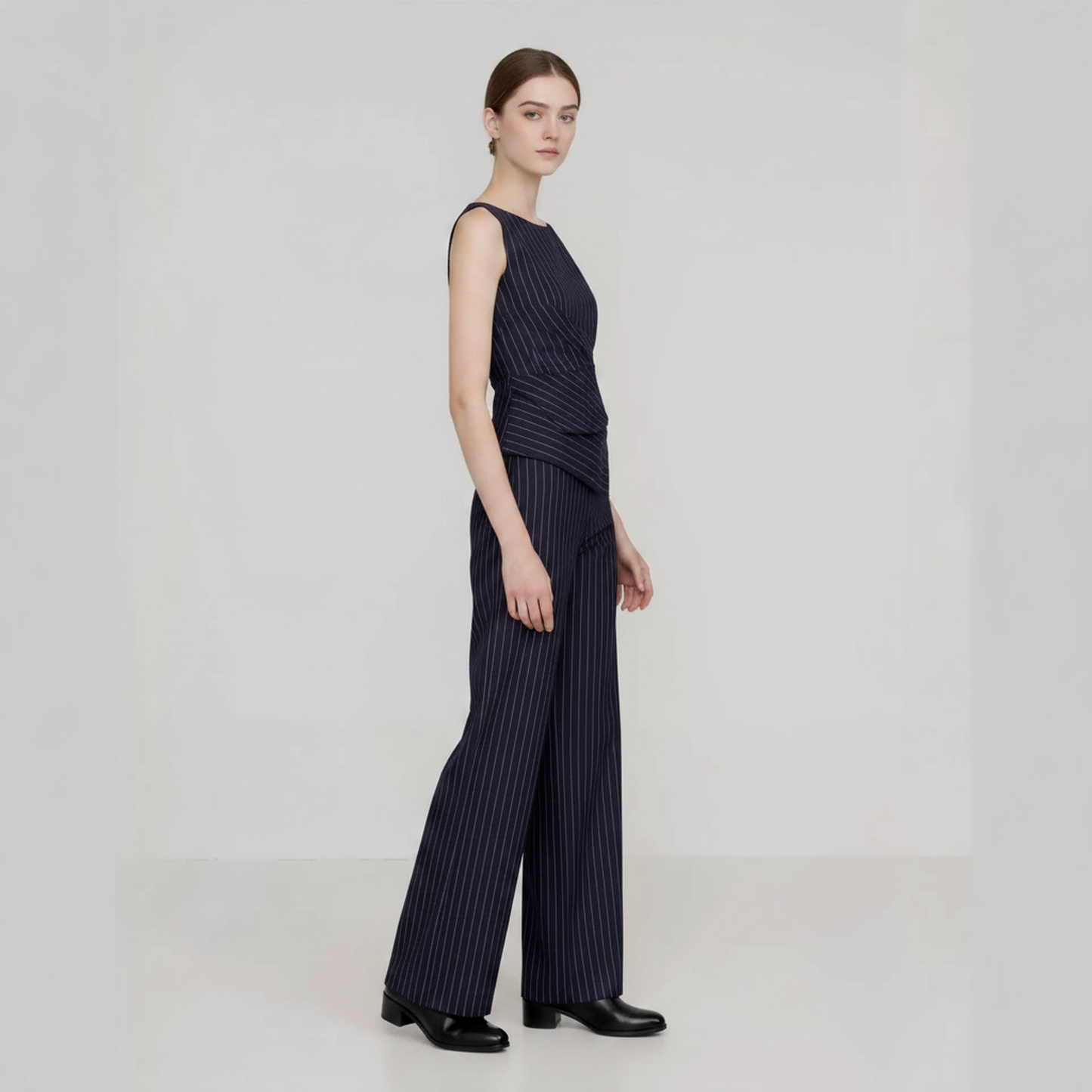Conjunto Bellamour™ De Sastrería Con Blusa Asimétrica y Pantalón Palazzo