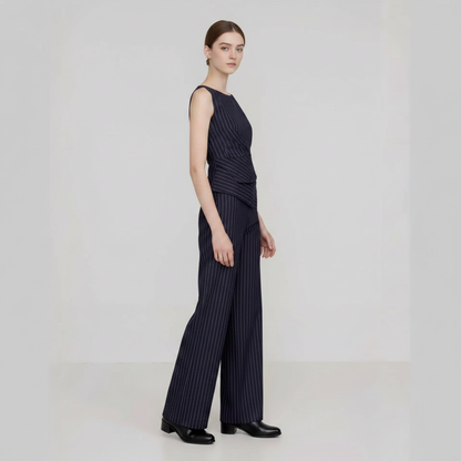 Conjunto Bellamour™ De Sastrería Con Blusa Asimétrica y Pantalón Palazzo