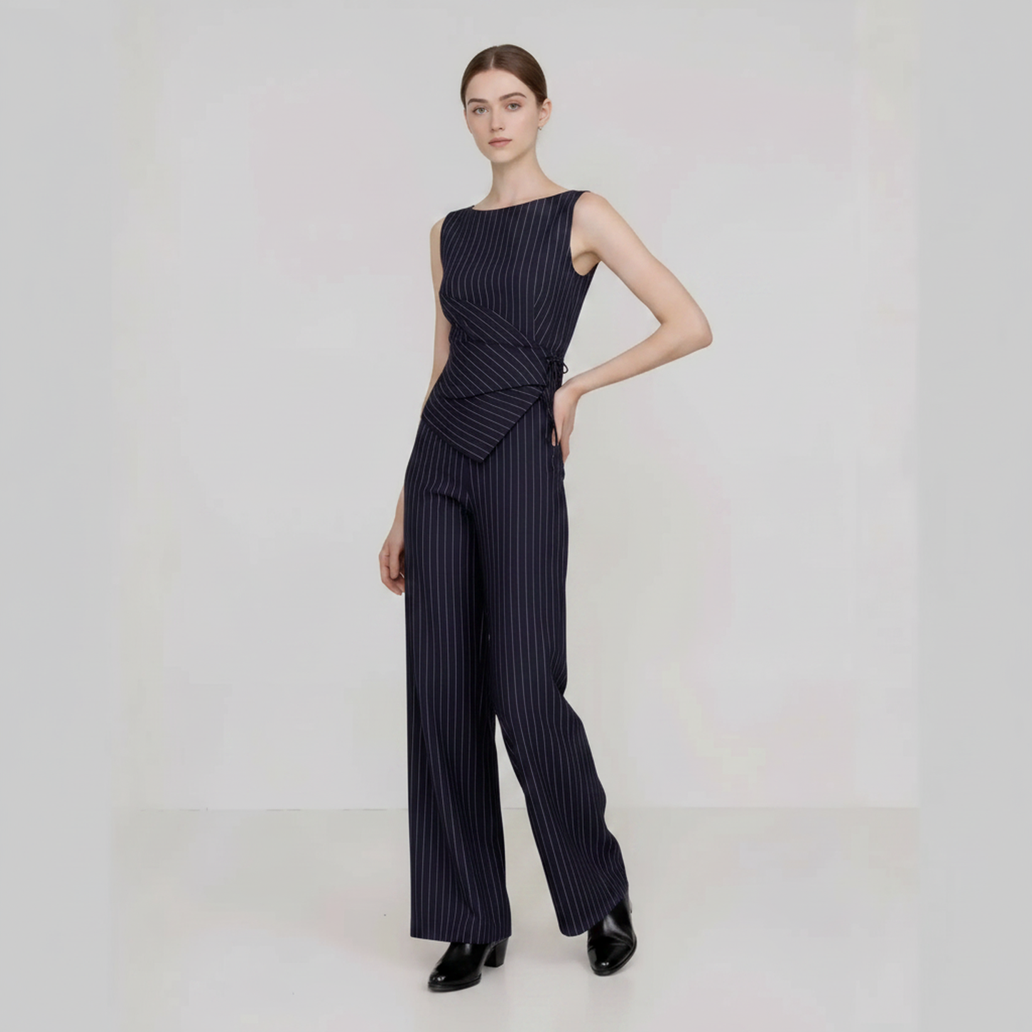 Conjunto Bellamour™ De Sastrería Con Blusa Asimétrica y Pantalón Palazzo