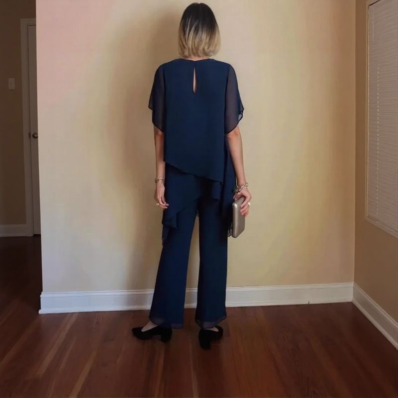 Conjunto Giorgia™ Blusa con Superposición en Capas y Pantalón Minimalista