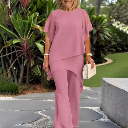 Conjunto Giorgia™ Blusa con Superposición en Capas y Pantalón Minimalista
