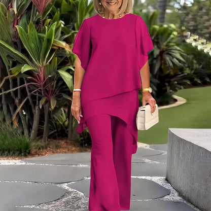 Conjunto Giorgia™ Blusa con Superposición en Capas y Pantalón Minimalista
