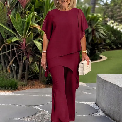 Conjunto Giorgia™ Blusa con Superposición en Capas y Pantalón Minimalista