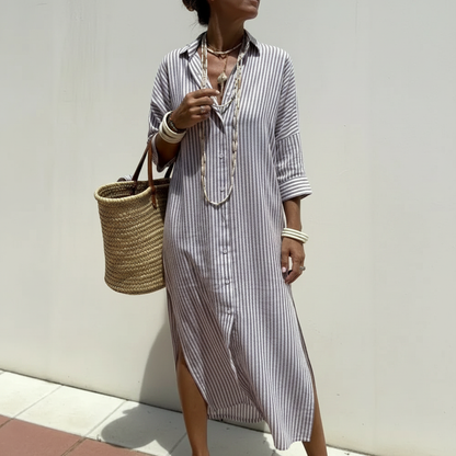 Vestido Bellavita™ Con Rayas Verticales y Caída Fluida