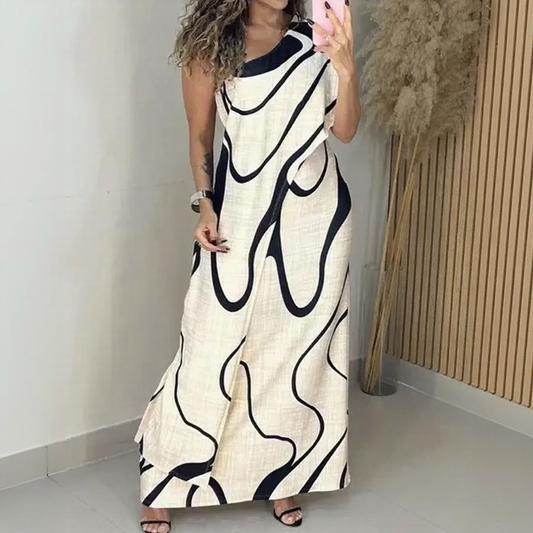 Vestido Alurea™ de Un Solo Hombro con Estampado Contemporáneo