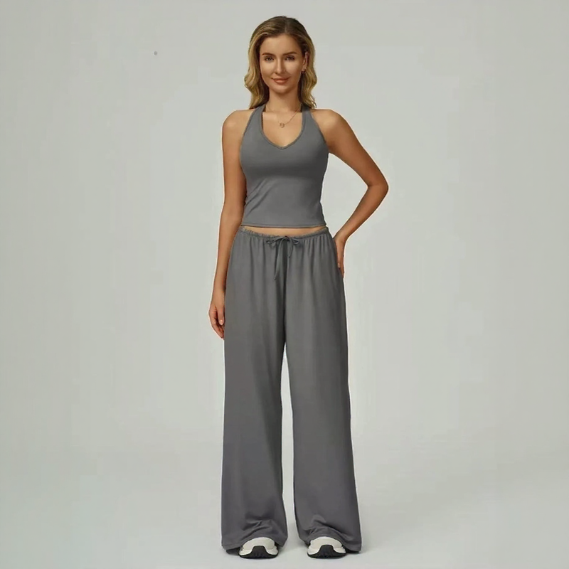 Conjunto Lunary™ Con Top Minimalista y Pantalón Palazzo Fluido