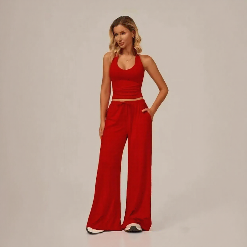 Conjunto Lunary™ Con Top Minimalista y Pantalón Palazzo Fluido