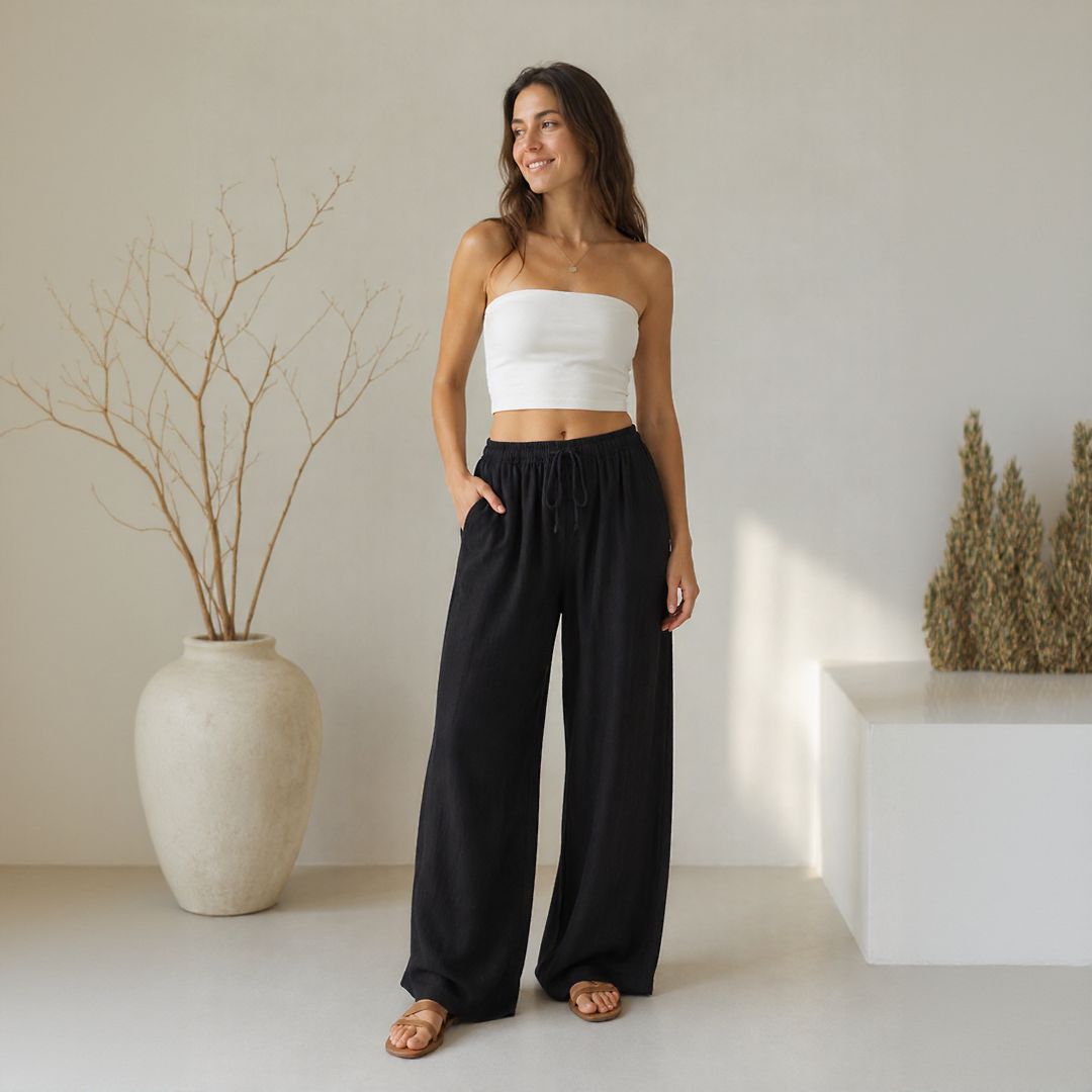 Pantalón Lavinia™ de Lino y Algodón con Cordón Ajustable