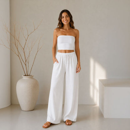 Pantalón Lavinia™ de Lino y Algodón con Cordón Ajustable