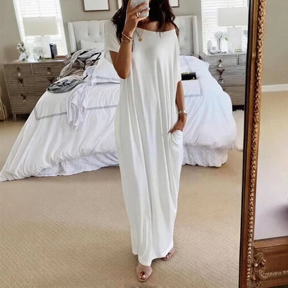 Vestido Maxi Daphne™ con Escote Amplio y Bolsillos Laterales