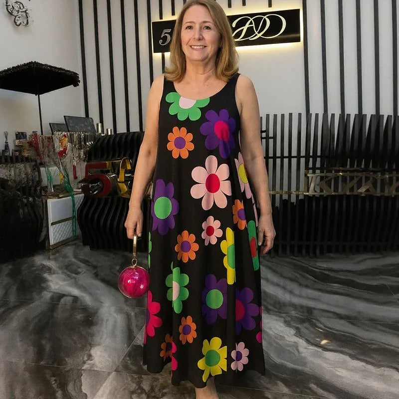 Vestido Flora™ de Tejido Ligero con Estampado Floral Vibrante