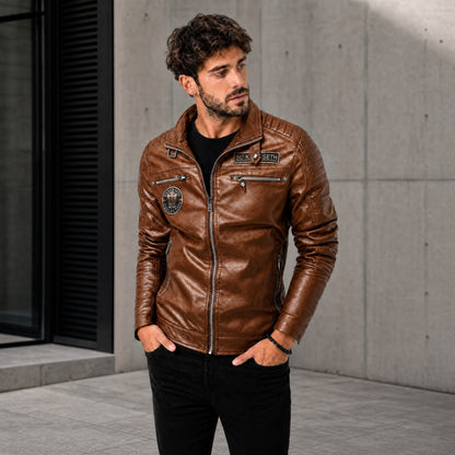 Chaqueta Vanguardia™ de Cuero Premium con Cuello Alto