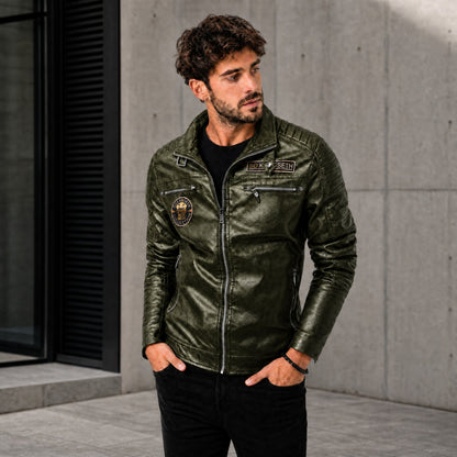 Chaqueta Vanguardia™ de Cuero Premium con Cuello Alto
