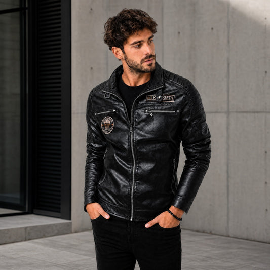 Chaqueta Vanguardia™ de Cuero Premium con Cuello Alto