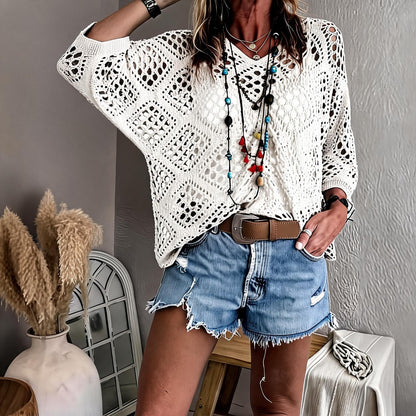 Blusa CityBreeze™ de Punto Calado con Corte Holgado