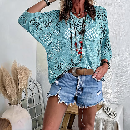 Blusa CityBreeze™ de Punto Calado con Corte Holgado