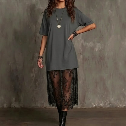 Vestido Maxi Lorient™ con Falda de Encaje Transparente