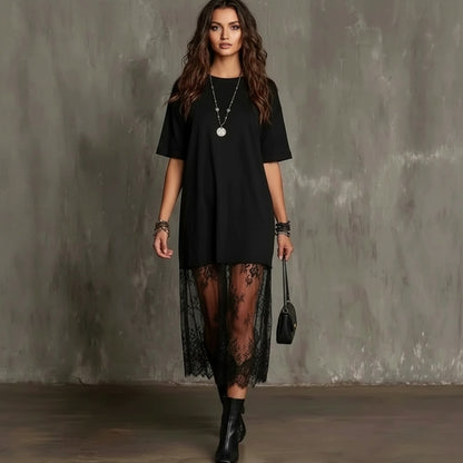 Vestido Maxi Lorient™ con Falda de Encaje Transparente