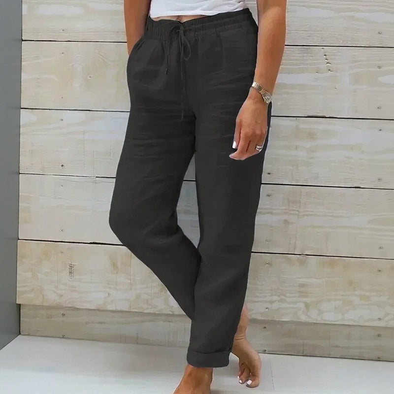 Pantalón Cagliari™ de Lino de Algodón con Cintura Ajustable