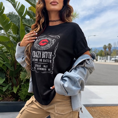 Camiseta Skye™ de Manga Corta con Estampado Frontal Estilo Vintage