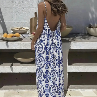 Vestido Monet™ con Estampados Llamativos y Espalda Abierta