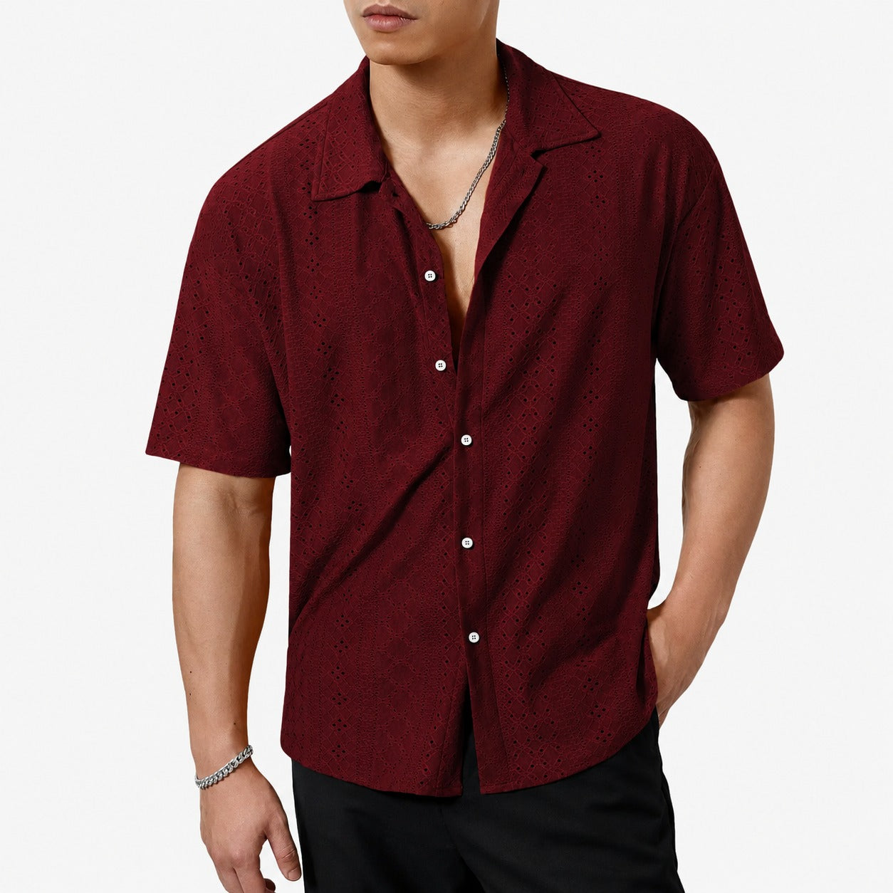 Camisa Orvieto™ De Manga Corta En Tejido Calado Transpirable