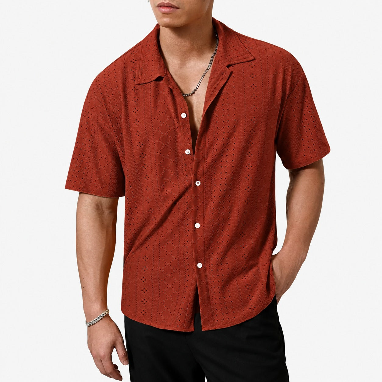 Camisa Orvieto™ De Manga Corta En Tejido Calado Transpirable