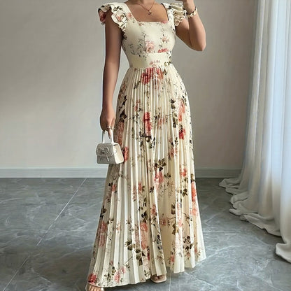 Vestido Evangeline™ con Estampado Floral Clásico y Pliegues Refinados
