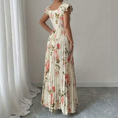 Vestido Evangeline™ con Estampado Floral Clásico y Pliegues Refinados
