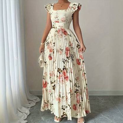 Vestido Evangeline™ con Estampado Floral Clásico y Pliegues Refinados